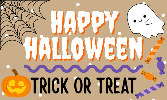 Ready to Ship Hand-Painted Banner - Happy Halloween Trick or Treat