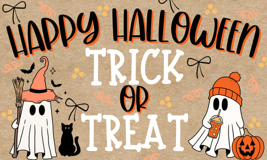 Ready to Ship Hand-Painted Banner - Happy Halloween Trick or Treat